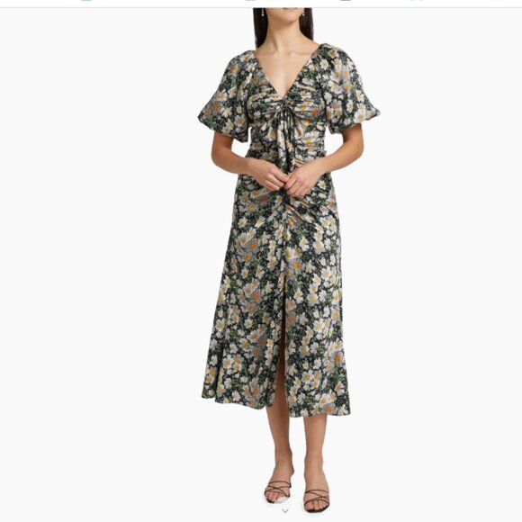 Cinq à Sept Cosmo Flowers Brenton Floral Midi-Dress - Picture 2 of 8